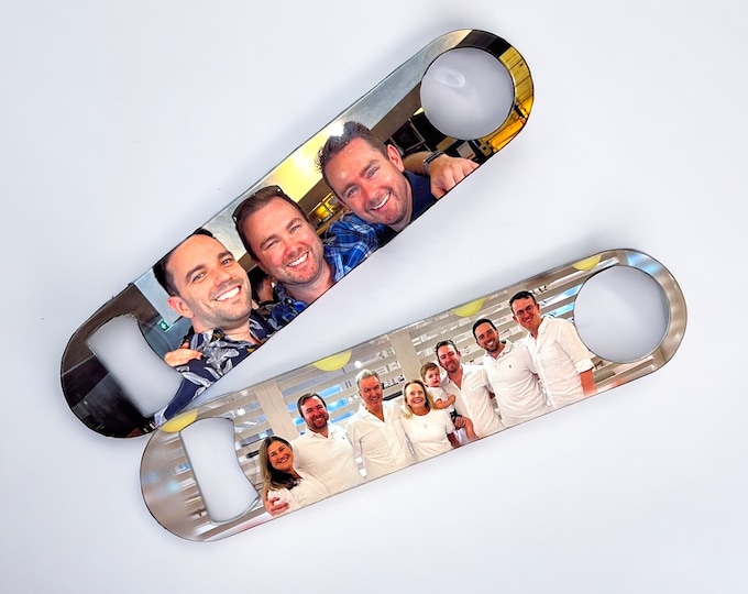 Personalized Photo Bar Key: Stainless Steel Bottle Opener, Gift for Bartender