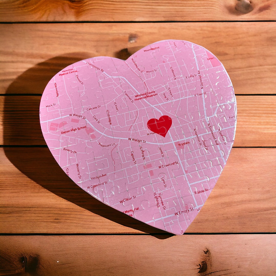 Custom Heart Map Personalized Heart Map Puzzle: Custom Photo Engagement Gift - Etsy