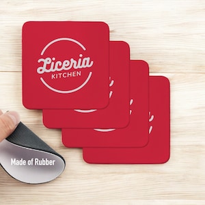 Custom Business Logo Square Circle or Square Coasters - Bulk Discounts, No Minimum Order, Wholesale Rubber Coasters for Small Businesses