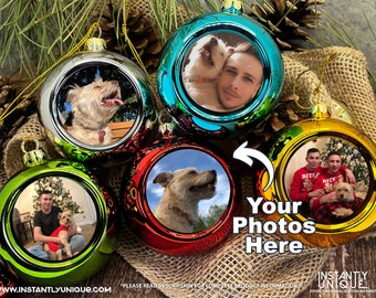 Colorful Ball Custom Photo Family Christmas Ornament, Personalized Christmas ornament with Picture 2023, Christmas Ball Ornament for Family