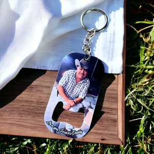 Custom Picture Bottle Opener Keychain, Custom Bottle Opener with Picture, Personalized Photo Bottle Opener, Keychain with photo for Dad