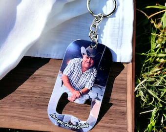 Custom Picture Bottle Opener Keychain, Custom Bottle Opener with Picture, Personalized Photo Bottle Opener, Keychain with photo for Dad