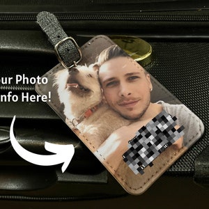 Custom Luggage Tag with Photo for Family Vacation, Personalized Baggage Tag with Picture for Women, Mens Luggage Tag, Luggage Tag with Logo