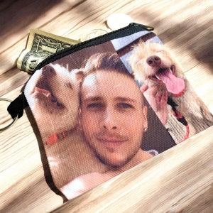 Personalized Coin Purse With picture for mom, custom coin purse with photo for wife, coin purse keychain for women, mens coin purse