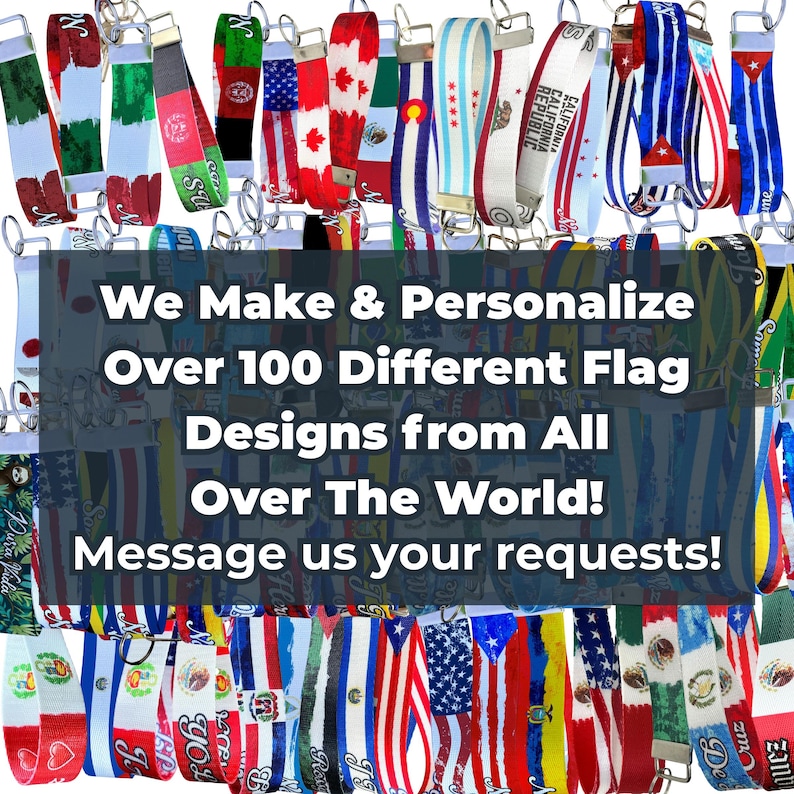 Personalized Mexican Flag Keychain Wristlet: Custom Nylon Key Fob - Etsy