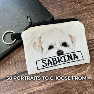 Personalized Dog Portrait Coin Purse, Custom Pet Change Wallet, Cute Illustration Money Pouch Keychain, Cartoon Puppy Zipper Bag Keyring