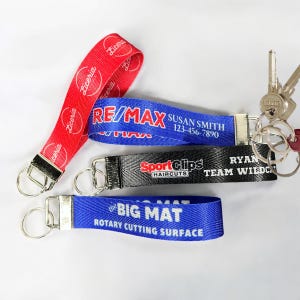 Custom Business Logo Nylon Keychain Wristlets - Bulk Discounts Available