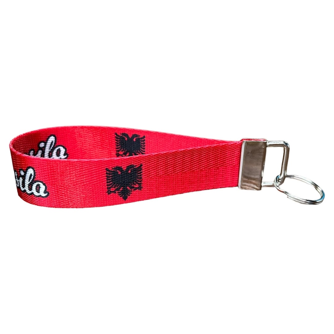 Personalized Albania Name Nylon Key Fob - Custom Wristlet Keychain - Etsy
