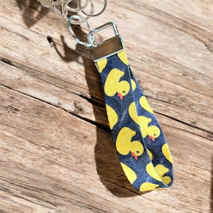 Rubber Duck Pattern Nylon Key Fob - Handmade Wristlet Keychain for Off Road Vehicle Owners and SUV Ducking, Cruising Duck Keychain