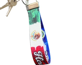 Personalisierte Mexiko & El Salvador Flagge Schlüsselanhänger - Kundenspezifisches Nylon Armband