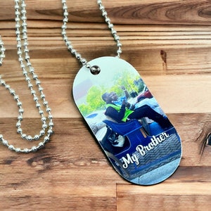 Custom dog tag with photo, military dog tags, personalized dog tags, photo dog tag necklace with picture, double sided charm necklace