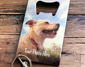 Personalized Bottle Opener, Custom Card Style Keychain with Photo, Customized Stainless Steel Bottle Opener with Picture