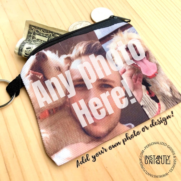 Personalized Coin Purse With picture for mom, custom coin purse with photo for wife, coin purse keychain for women, mens coin purse