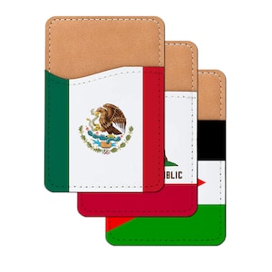 Pick Your World Flag - Stick On PU Leather Phone Wallet Card Holder for 1-2 cards
