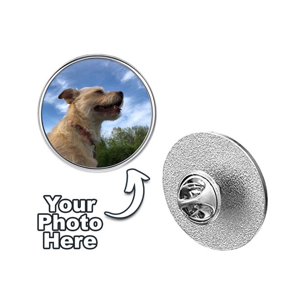 Personalized Metal Circle Pin Button with Your Photo, Custom Lapel Pin with Picture for Suits, Customized Photo Pin Back Button with Image