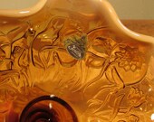 Fenton Glass Bowl, Pedestal Dish, Ruffled Edge