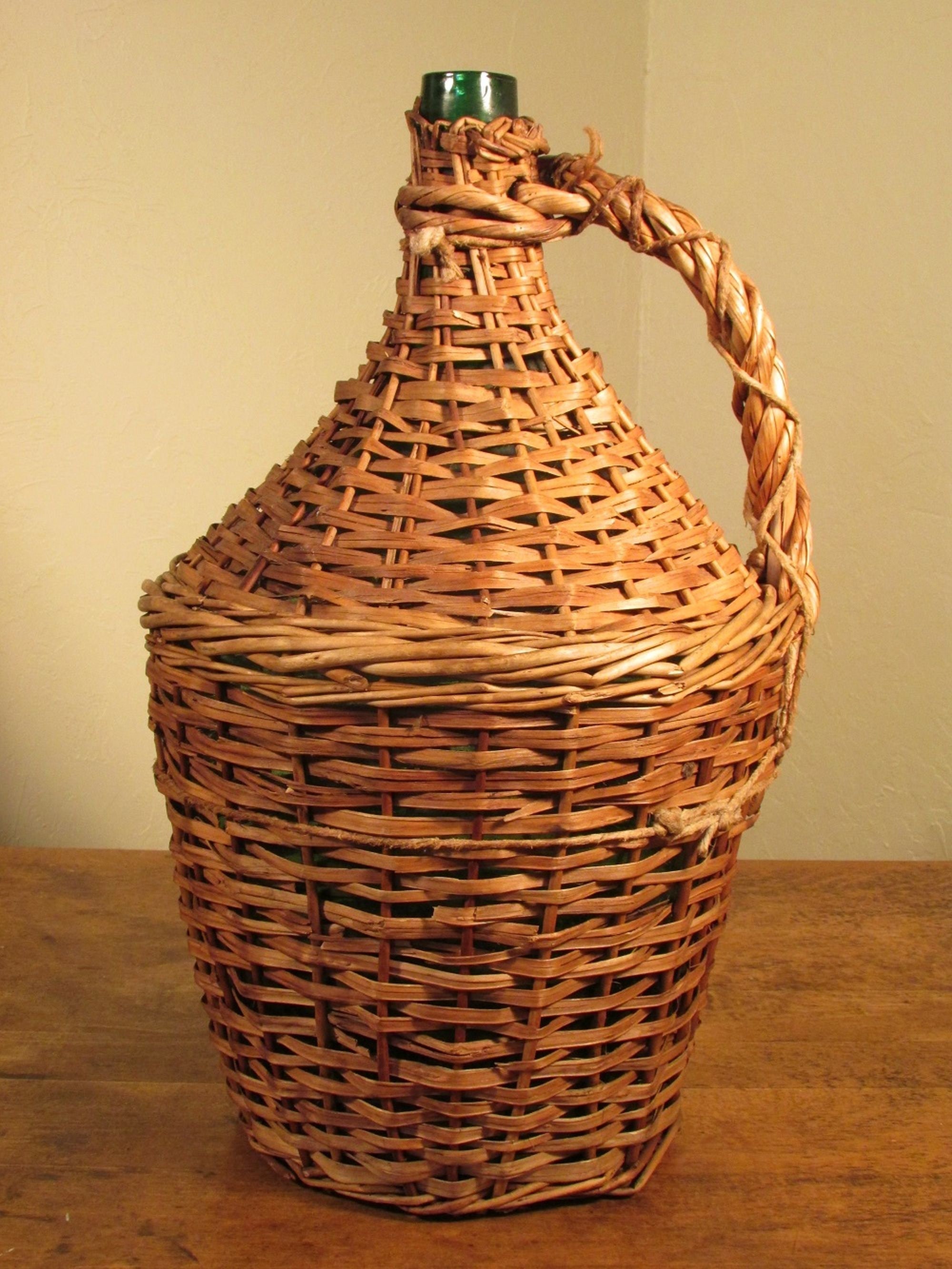 Hand Blown Glass Wine Bottle Antique Jug Wicker Covered Etsy