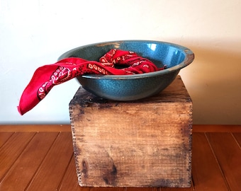 Cuenco pequeño de granito verde, lavabo vintage de esmalte