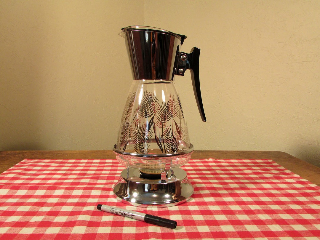 Glass Coffee Pot Vintage Coffee Carafe With Candle Warmer Etsy