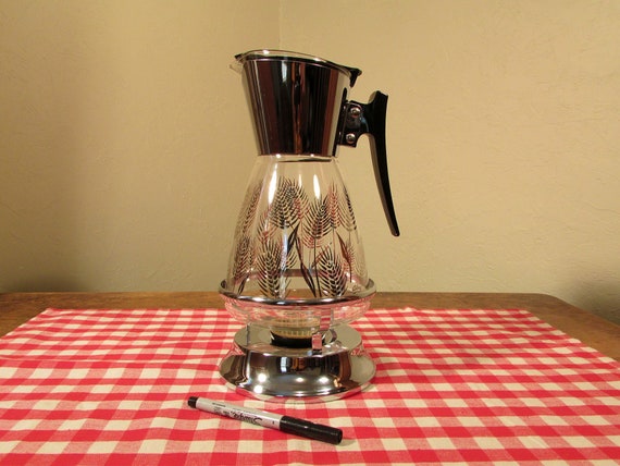 Glass Coffee Pot Vintage Coffee Carafe With Candle Warmer 