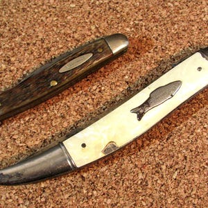 Vintage Pocket Knives, Imperial Fish Knife, Small Craftsman Stockman Knife 9472, Broken Blades