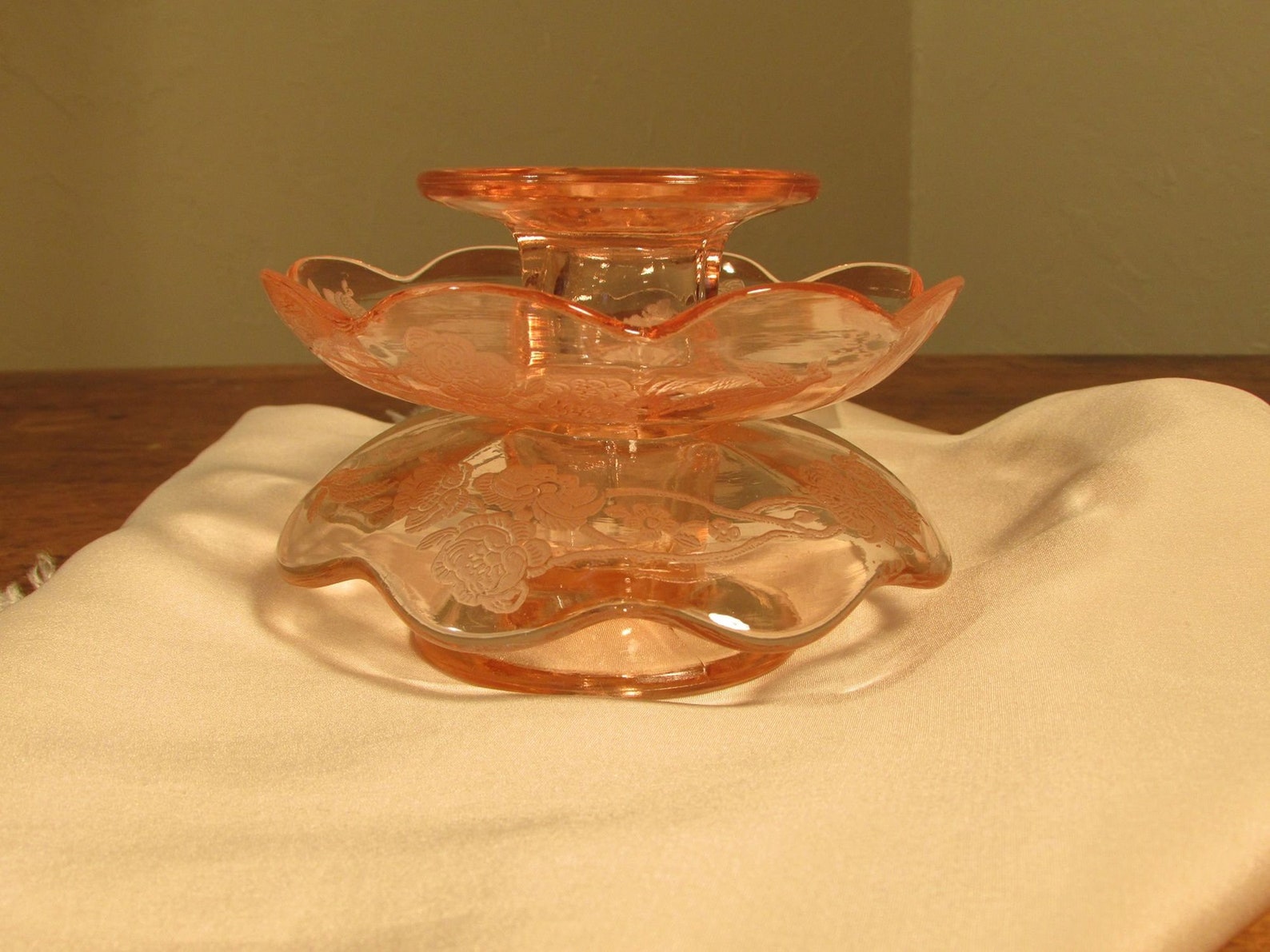 Pink Depression Glass Candlesticks Vintage Candle Holders Etsy