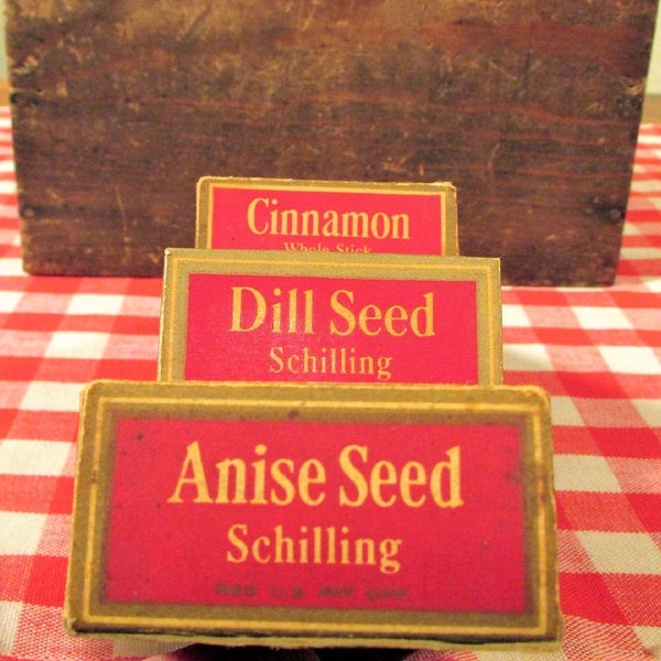 Set of Three Vintage Schilling Spice Boxes