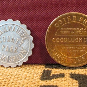Old Trade Tokens, Two Vintage Collectible Tokens