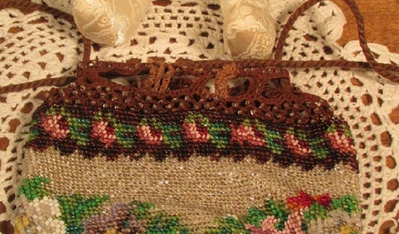 Antique Beaded Purse, Beaded Handbag, 1800s - image 7