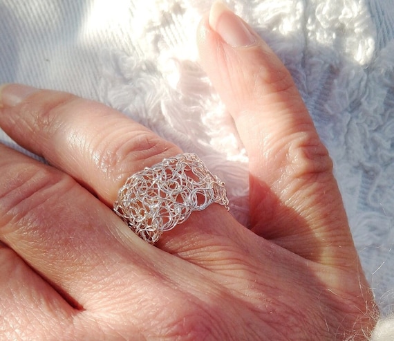 Silver Crochet Ring -  Australia