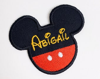 Kids Mickey Patch With Name Iron-On Adhesive Personalized Embroidery