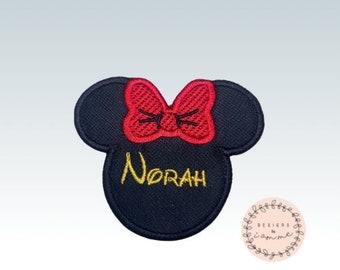 Naszywka dla dzieci Minnie z imieniem, do prasowania, z haftem personalizowanym