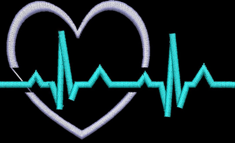 Embroidery Design for Nurses Heart with Heartbeat