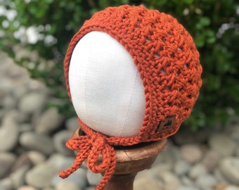 Crochet Baby Bonnet - Free Shipping - All Sizes - Infant Bonnet - Newborn Photos - Handmade - Fall Weather - Choose Color - Baby Hat