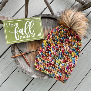 Luxury Knit Beanie - Merino Wool - Faux Fur Pom Pom - Removable Pom - Hand Knit Beanie