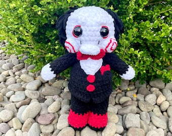 Crochet Billy Doll - Saw - Handmade Plushie - 18 Inches - Horror - Scary Doll - Cuddly Slasher - Crochet Plushie - Halloween - Jigsaw