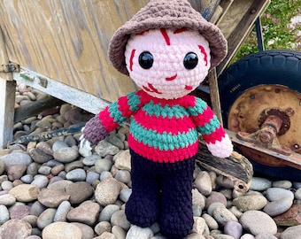 Freddy Krueger Crochet Doll - Nightmare on Elm Street - Handmade Plushie - Slasher Doll - Horror - Scary Doll - Cuddly Slasher