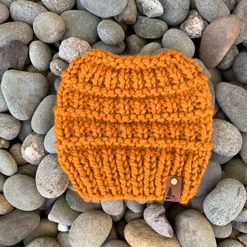 Knitting Pattern - Knit Messy Bun Hat Pattern - Ponytail Hat Pattern ...