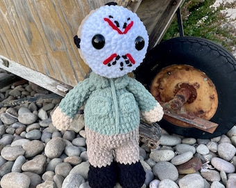 Jason Voorhees Crochet Doll - Friday the 13th - Handmade Plushie - Halloween - Horror - Cuddly Slasher - Crochet Plushie - 18 Inch Doll