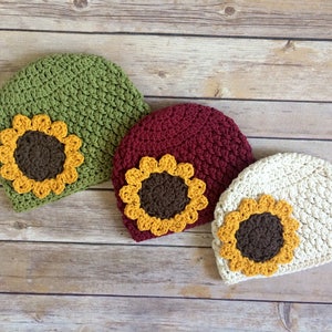 Crochet Sunflower Hat - Fall Hat - Cotton Hat - Beanie - Toddler Hat - Baby - Infant Hat - Handmade Hat - Womens Hat - Autumn
