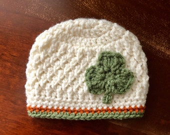 St. Patrick's Day Crochet Hat -Lucky Beanie - Shamrock Hat - Toddler - Baby - Women - Irish Hat - Clover - Irish Cap - Shamrock Beanie