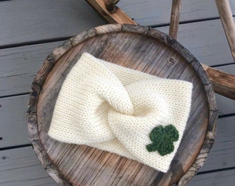 Knit Shamrock Headband - St. Patrick’s Day - Irish Headband - Knit Ear Warmer - Handmade - Womens - Child - Turban Headband - Ear Warmer