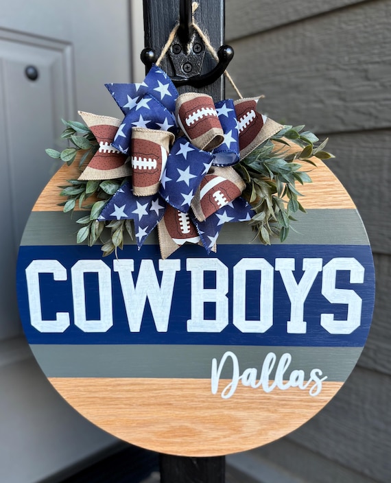 Hand Painted Dallas Cowboys Door Hanger: Football Porch Decor