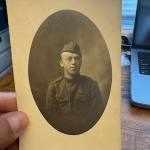 Vintage soldier real photo post card . Soldier rppc