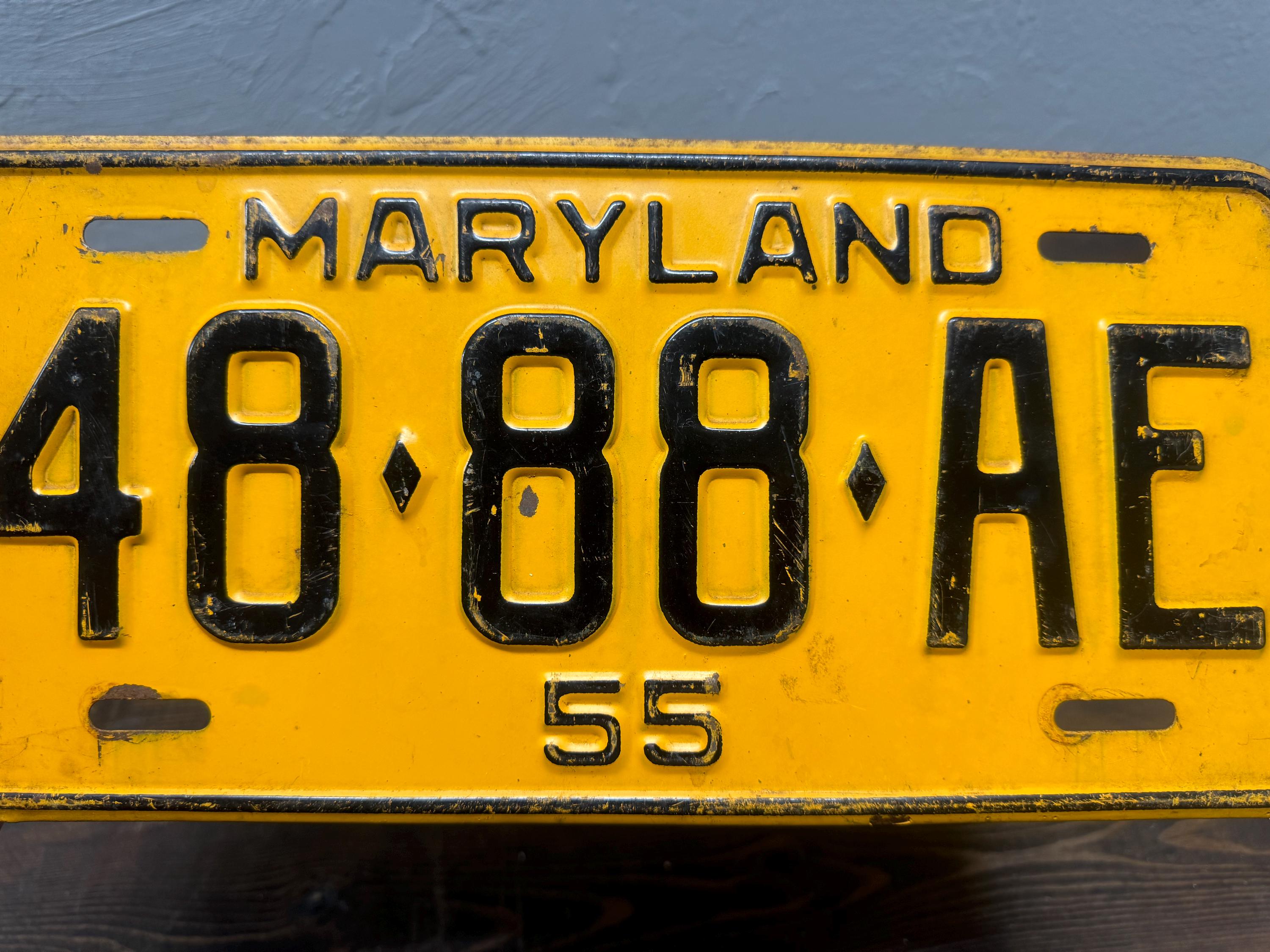 1955 Maryland License Plate Original Paint Really Nice!! Vintage