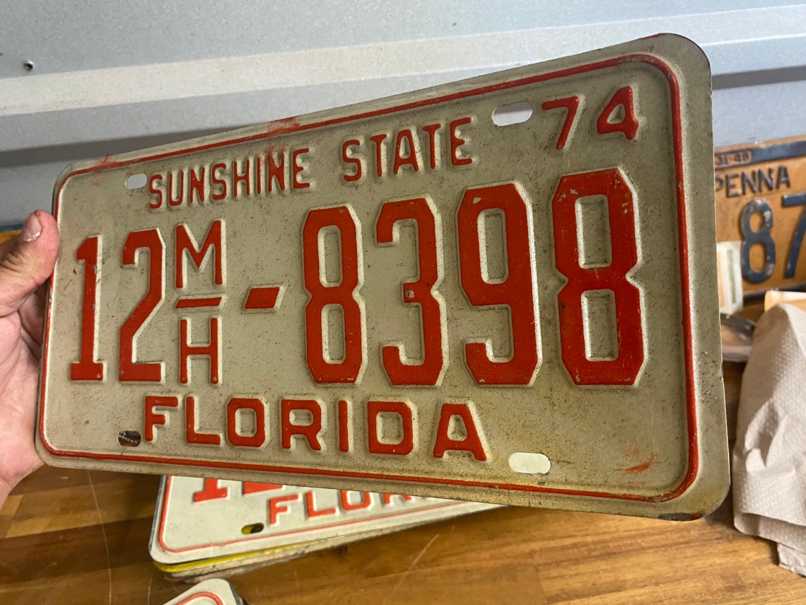 1974 vintage Florida license plate Etsy