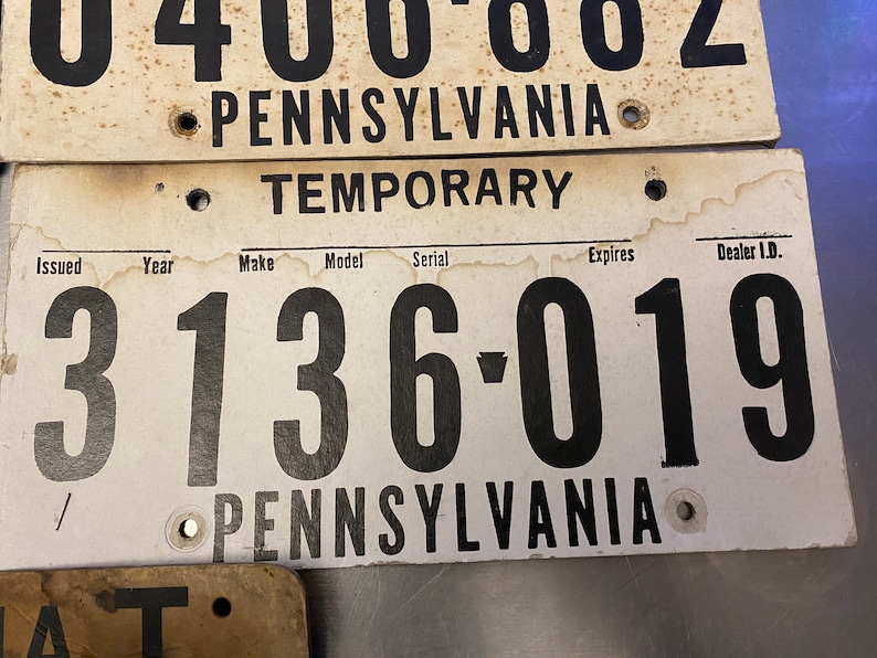 5 Vintage Pa Temporary License Plates . Vintage Pennsylvania Etsy Canada