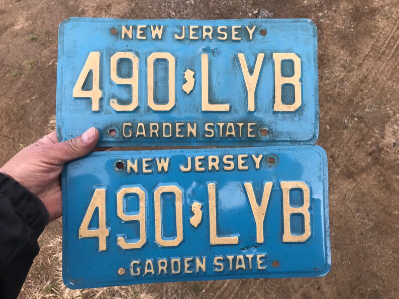 Vintage New Jersey License Plate Set Pair Vintage Nj License Etsy