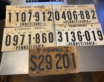 5 Vintage Pa Temporary License Plates . Vintage Pennsylvania temporary license plates