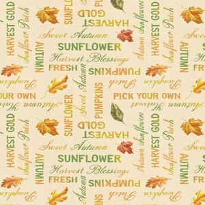 Wilmington Prints Harvest Gold Word Toss Cream
